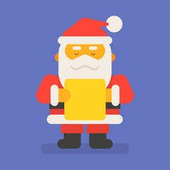 Santa Claus stands and reads letter. Vector character