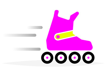 Pink roller blade icon. Vector illustration