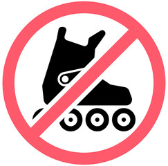 No rollerblading sign with blades icon. Vector illustration