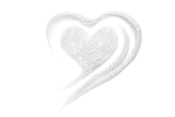 White sugar heart shaped scrub isolated on white background.
