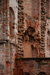 Fototapeta na wymiar brick walls of the old Cathedral, Veliky Novgorod, autumn 2020