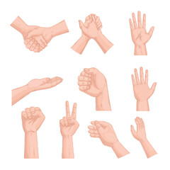 ten hands humans set symbols icons vector illustration design