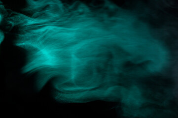 green smoke on a black background, fog on a dark background