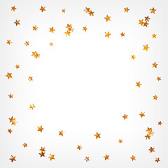 Shiny holiday hand drawn sketch vector hand drawn frame with stars. Vintage template for text in golden colors.