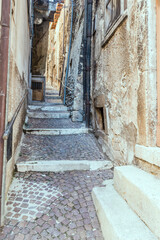 Fototapeta na wymiar picturesque stepped alley, Scanno, Abruzzo, Italy