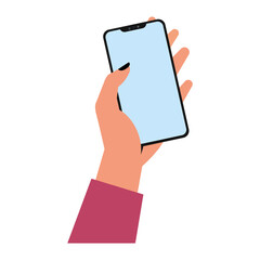 Isolated hand with phone delivery fast icon- Vector