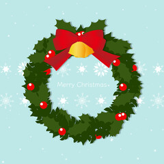 クリスマス　リース　背景　ミントグリーン