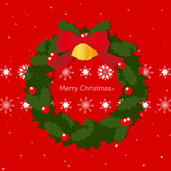 クリスマス　リース　背景　赤
