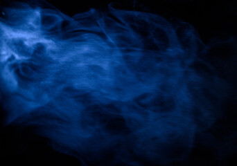 blue smoke on a black background, fog on a dark background
