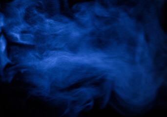 blue smoke on a black background, fog on a dark background