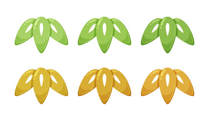 光沢のあるかわいい竹の葉のイラスト素材セット