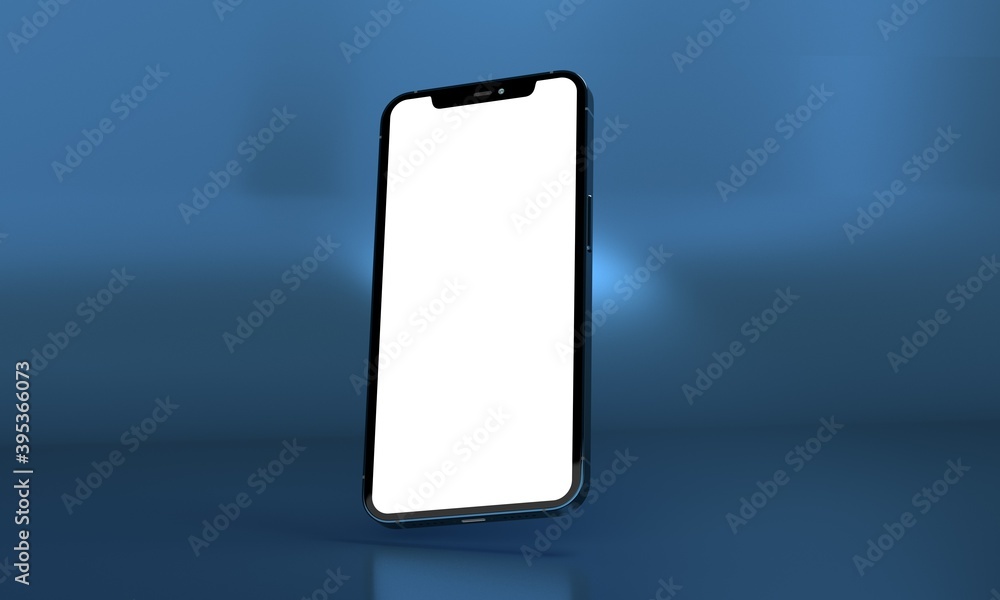 Aufkleber mobile phone with a blank screen on podium. mockup template of modern smartphone. 3d rendering