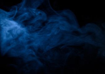 blue smoke on a black background, fog on a dark background