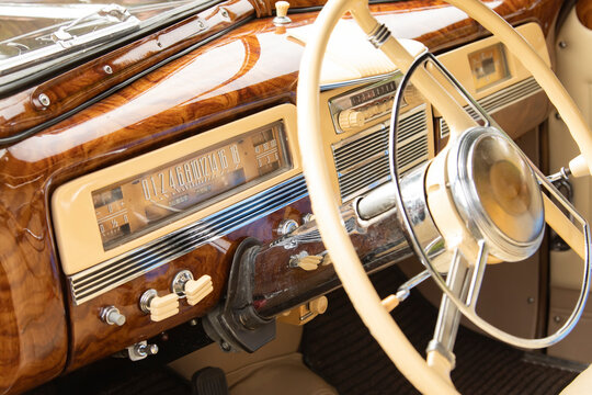 Retro car luxury interior