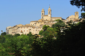 Fototapeta na wymiar Montecosaro, district of Macerata, Marche, Italy, Europe - view of the medieval village with church bell towers