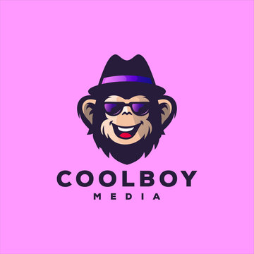 cool monkey gradient logo design