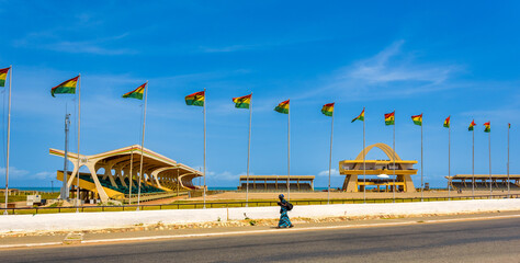 ACCRA,REPUBLIC OF GHANA - APRIL 30,2018:Ohene Djan stadium in Victoria Borg - obrazy, fototapety, plakaty