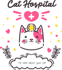 cute cat hospital logo 
