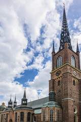 Church Riddarholmen (Riddarholmskyrkan, 1807) on island of Riddarholmen, close to Royal Palace. The church is the last resting place of the Swedish monarchs and aristocracy. Stockholm, Sweden.