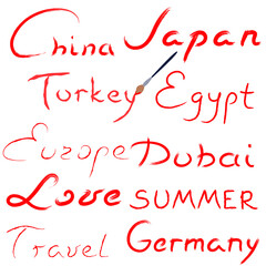Brush signs countries handwritten grunge vector illustration