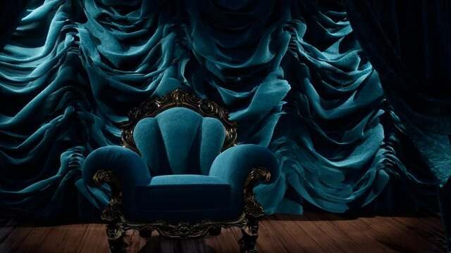 luxurious theater curtain stage with chair