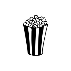 Doodle popcorn icon in vector. Hand drawn popcorn illustration in vector. Doodle popcorn illustration