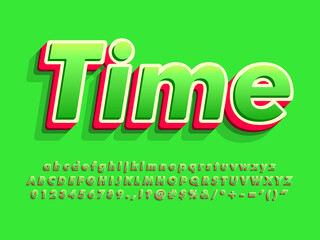 Bold Green Text Effect With Red Extrude