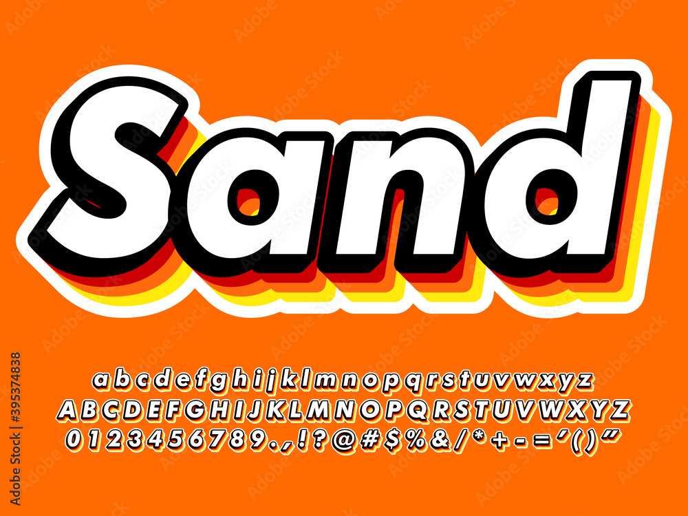 Poster retro text effect with orange shadow