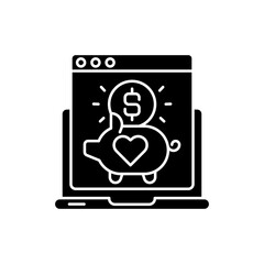 Crowdfunding platform black glyph icon. Practice of funding project by raising small amounts of money from large number of people. Silhouette symbol on white space. Vector isolated illustration