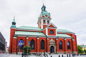 Saint Jacob's Church (Sankt Jacobs Kyrka) dedicated to Apostle Saint James the Greater. Church includes a wide range of architectural styles: Late Gothic, Renaissance and Baroque. Stockholm, Sweden.