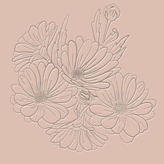 Digital illustration of floral bunch