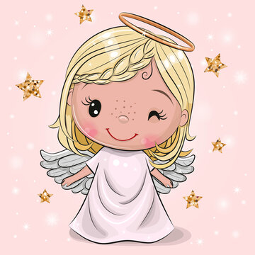 Christmas angel on a pink background