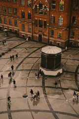 Saint Petersburg city in Russia. Aerial view from roof at rainy day. Color filter toned image