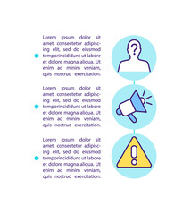 Filing anonymous complaint at work concept icon with text. Workplace violence, unsafe conditions. PPT page vector template. Brochure, magazine, booklet design element with linear illustrations
