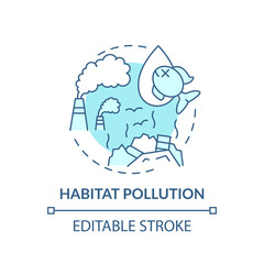 Habitat pollution turquoise concept icon. Chemical emission. Environmental harm. Wildlife conservation idea thin line illustration. Vector isolated outline RGB color drawing. Editable stroke