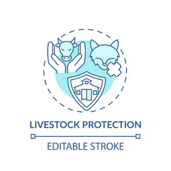 Livestock protection turquoise concept icon. Pets abuse. Domesticated animal welfare. Ranch mammals care idea thin line illustration. Vector isolated outline RGB color drawing. Editable stroke