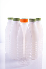 white plastic bottles isolate on white background
