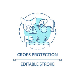 Crops protection turquoise concept icon. Harm wildlife from toxic pesticide. Danger to pig, elephant idea thin line illustration. Vector isolated outline RGB color drawing. Editable stroke