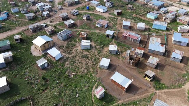 Aerial view of shanty town in south africa