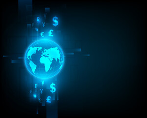 Financial business network Global currency icons and currency exchange