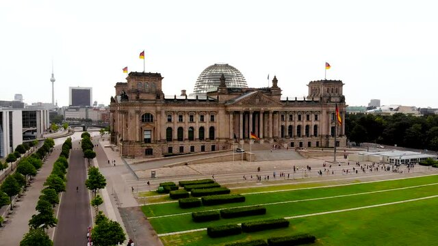 Aerial view of Reichstag in summer day, Berlin