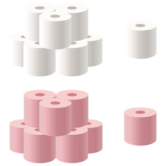 イラスト素材　トイレットペーパー　アイコン　日用品　まとめ買い　ベクター　