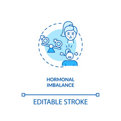Hormonal imbalance concept icon. CFS cause idea thin line illustration. Hot flashes and night sweats. Moodiness, irritability. Vector isolated outline RGB color drawing. Editable stroke