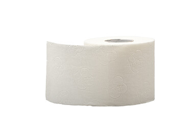 Embossed toilet paper isolated on white background.