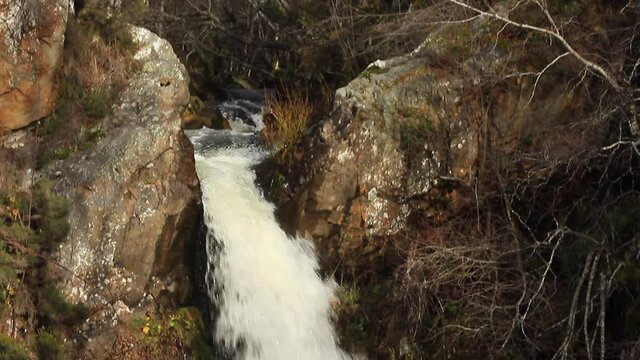Tilting of natural waterfall between Beech and Rocks in winter