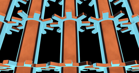 Obraz premium Render with orange and blue gears