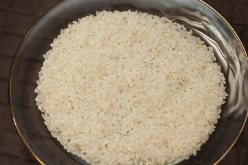 close-up of raw rice grains