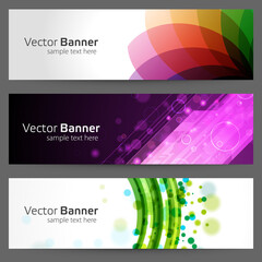 Abstract banner with circles and curved oval lines vector template. Green petal design blending into red with vibrant gradient.