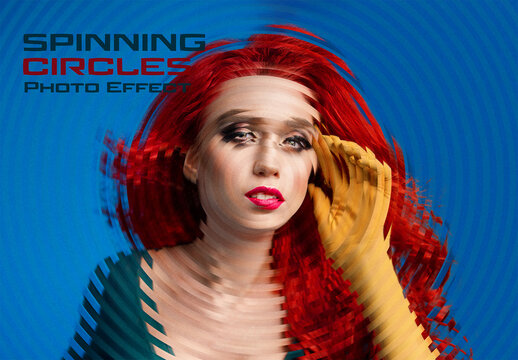 Circles Spinning Glitch Photo Effect Mockup