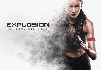 Dispersion Photo Effect with Explosion and Smoke Mockup
